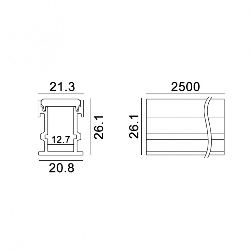 Профиль LTX PROFILE FLOOR IN, L2500mm, h27mm, w21.4mm (12.2127.25)