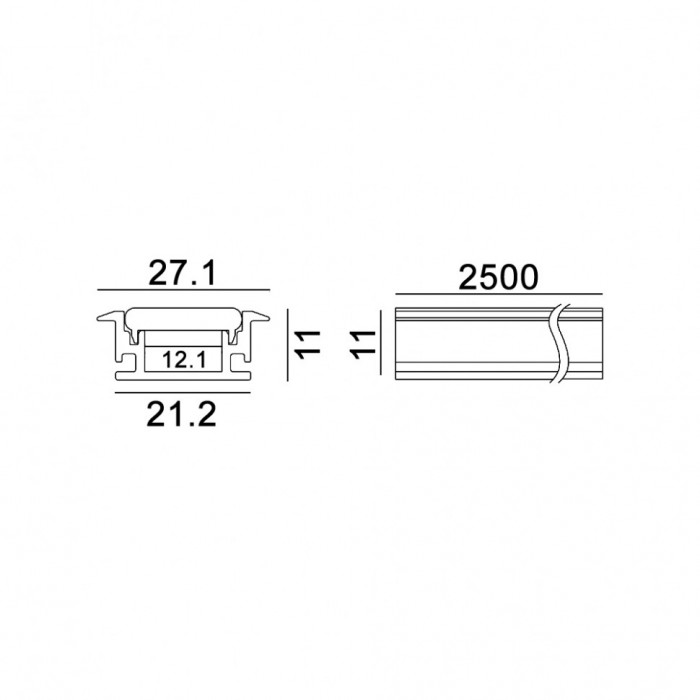 Профиль LTX PROFILE FLOOR IN, L2500mm, h11mm, w27.1mm (12.2711.25)