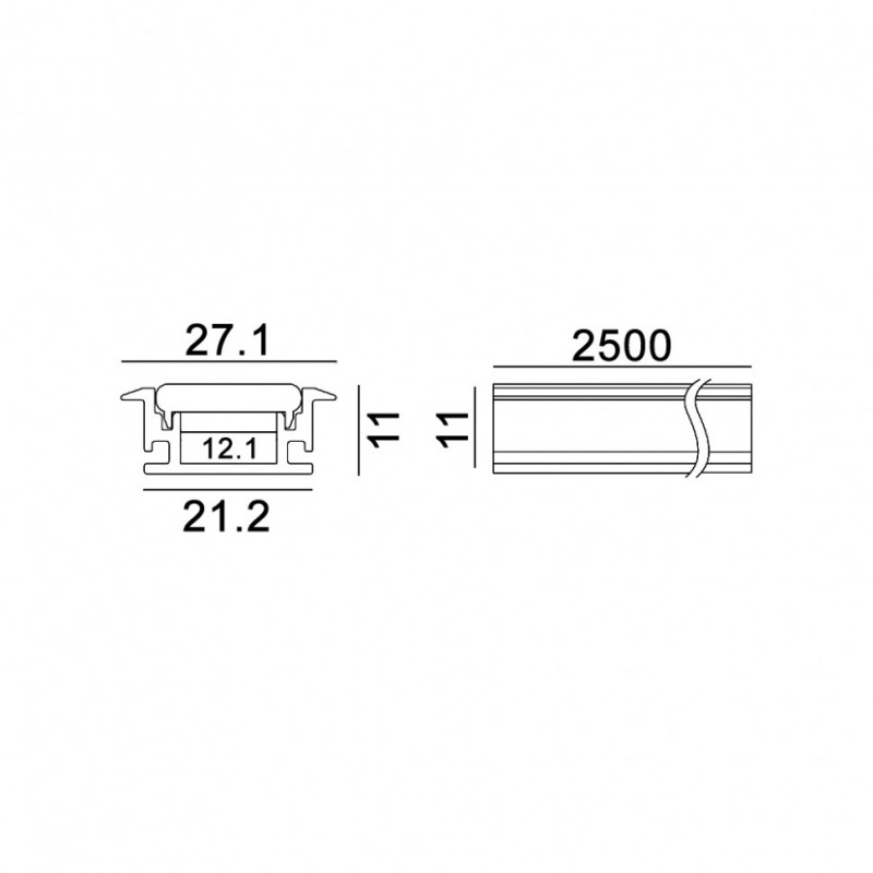 Профиль LTX PROFILE FLOOR IN, L2500mm, h11mm, w27.1mm (12.2711.25)