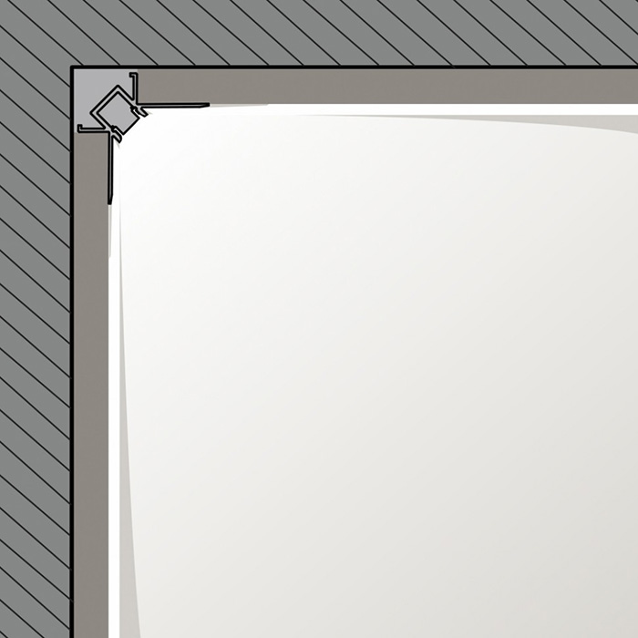 Профиль с рассеивателем с заглушками 2шт для светодиодной ленты LTX PROFILE IN. L2500mm, h25.1mm, w 45.4mm, (12.1212.IN.25)