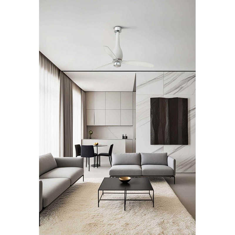 Люстра-вентилятор Faro 32001-9 ETERFAN M LED Matt white/transparent fan with DC motor, 16 Вт, 709 лм, 3000K