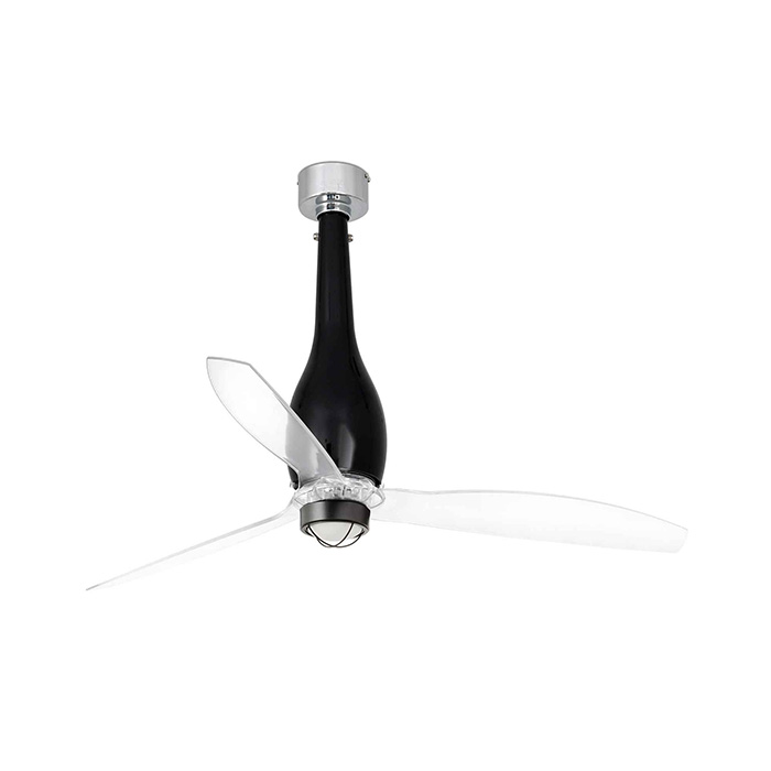 Люстра-вентилятор Faro 32002-10 ETERFAN M LED Shiny black/transparent fan with DC motor, 16 Вт, 709 лм, 3000K