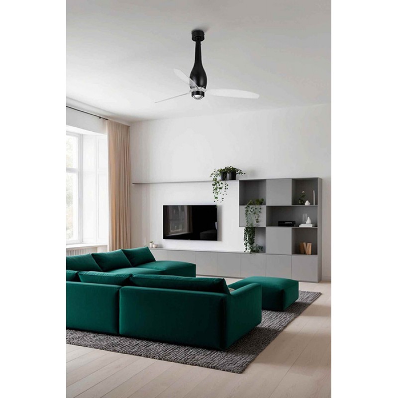 Люстра-вентилятор Faro 32003-10 ETERFAN M LED Matt black/transparent fan with DC motor, 16 Вт, 709 лм, 3000K