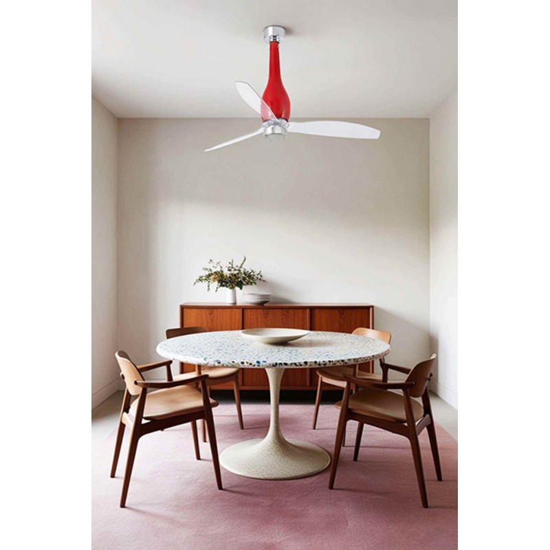 Люстра-вентилятор Faro 32005-9 ETERFAN M LED блестящий red/transparent fan with DC motor, 16 Вт, 709 лм, 3000K