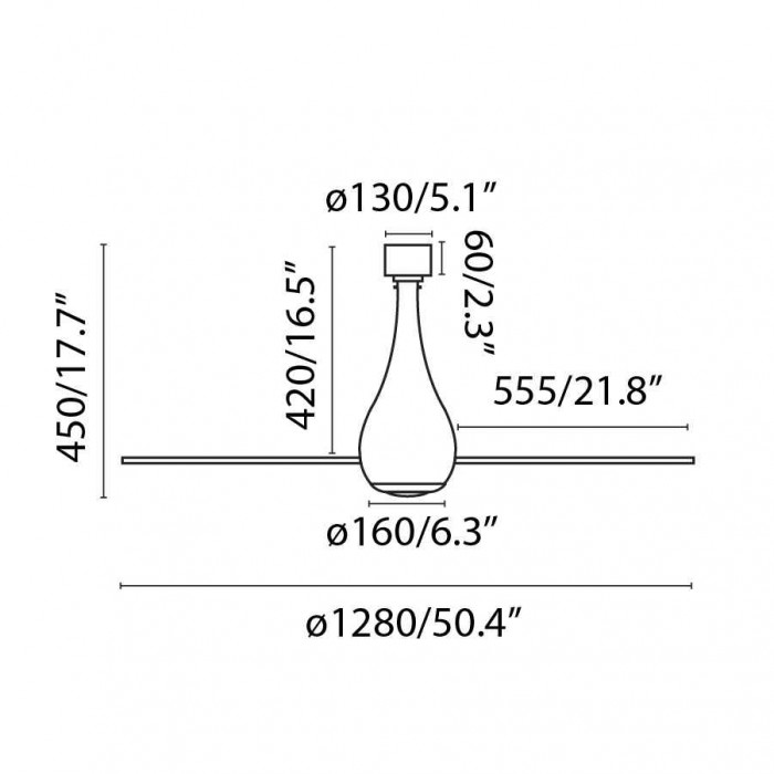 Люстра-вентилятор Faro 33382-9 MINI ETERFAN M LED Transparent FAN LED with Dc motor, 16 Вт, 709 лм, 3000K