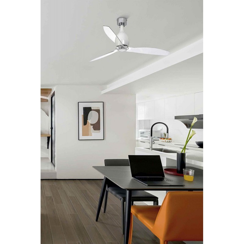 Потолочный вентилятор Faro 32020 MINI ETERFAN M Shiny white/transparent fan with DC motor