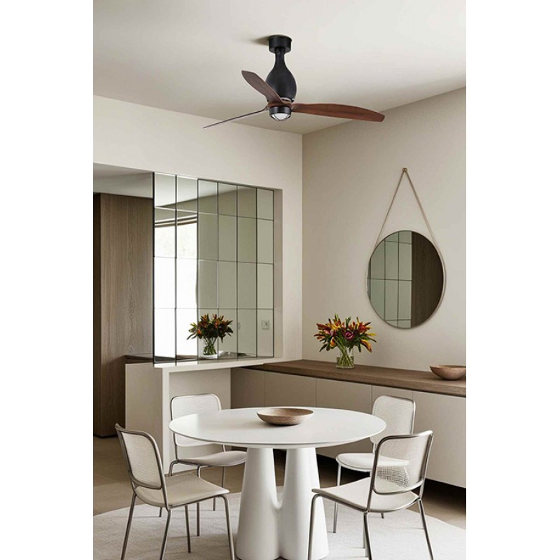 Люстра-вентилятор Faro 32028-10 MINI ETERFAN M LED Matt black/wood fan with DC motor, 16 Вт, 709 лм, 3000K