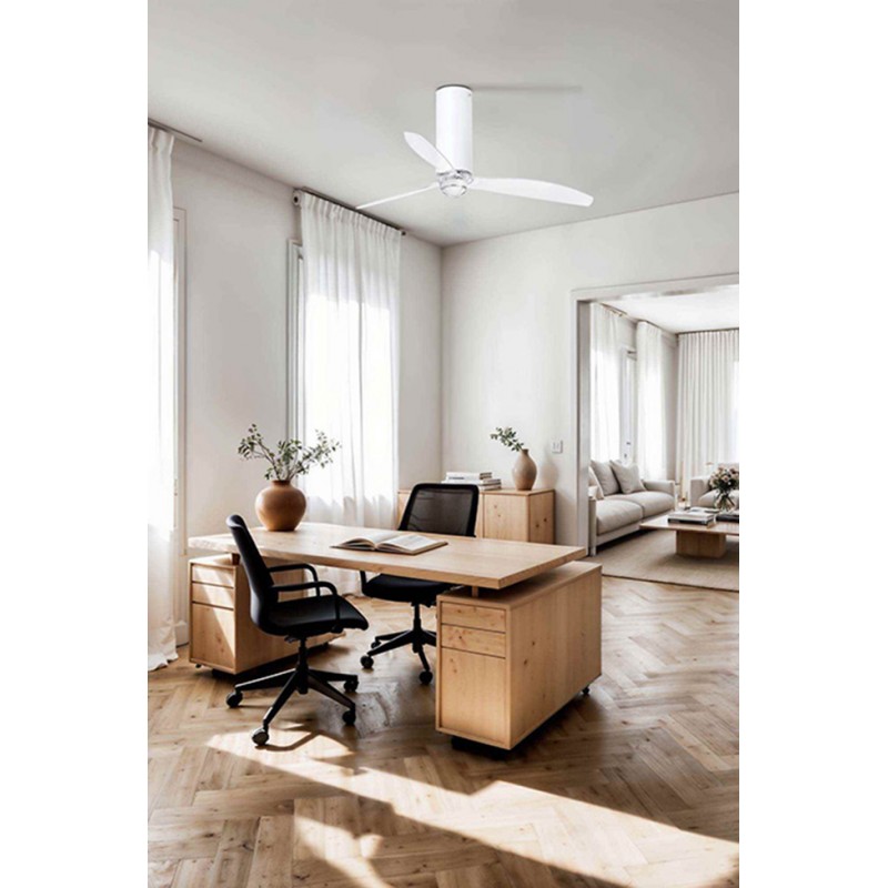 Люстра-вентилятор Faro 32033-9 TUBE FAN M LED Shiny white/transparent FAN LED with DC motor, 16 Вт, 709 лм, 3000K