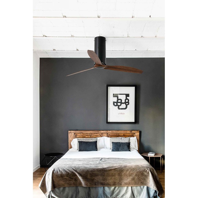 Потолочный вентилятор Faro 32037 TUBE FAN Matt black/wood fan with DC motor