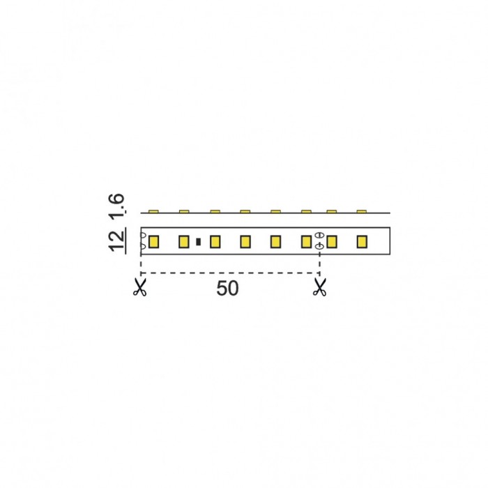 Світлодіодна гнучка стрічка. L5000mm, w12mm, h1.6mm, 2300K, 9.6W/m, 24V, ціна за м.п. (11.24.120.10.20.050.923)
