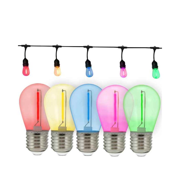 Гірлянда Goldlux 322166 Party Neon E27 10x6W 2700K 50Lm IP44 чорна