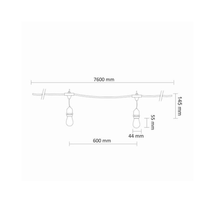 Гірлянда Goldlux 322166 Party Neon E27 10x6W 2700K 50Lm IP44 чорна