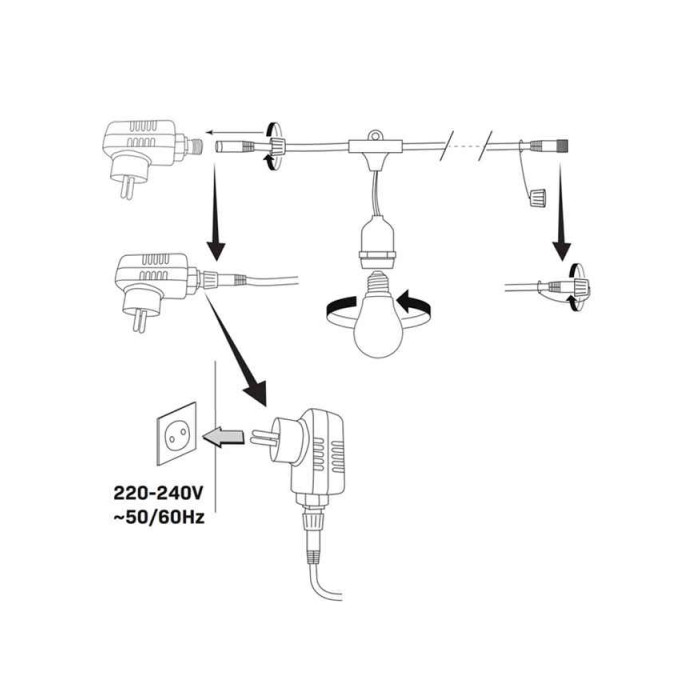 Гірлянда Goldlux 322166 Party Neon E27 10x6W 2700K 50Lm IP44 чорна