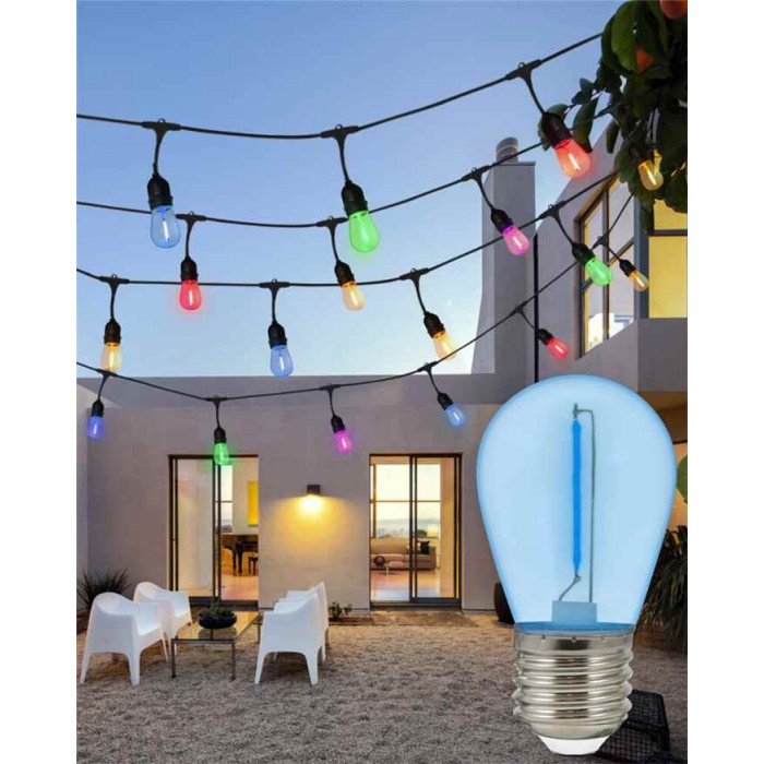 Світлодіодна лампочка для гірлянди з колекції Party Neon Goldlux 322203 E27 2x0,3W 2200K 50Lm синя