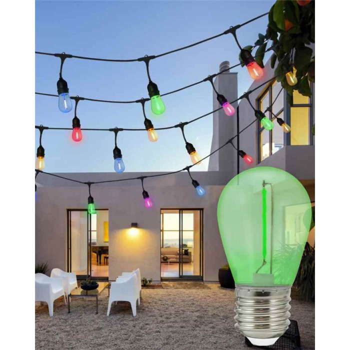 Світлодіодна лампочка для гірлянди з колекції Party Neon Goldlux 322210 E27 2x0,3W 2200K 50Lm зелена