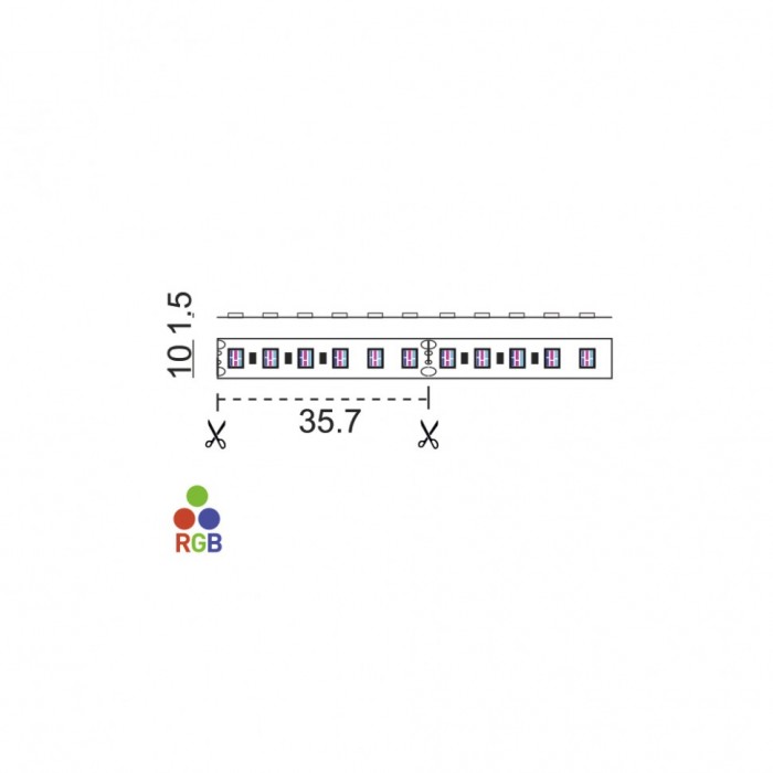 Світлодіодна гнучка RGB стрічка. L5000mm, w10mm, h1.5mm, 17.3W/m, 24V, ціна за м.п. (11.24.168.16.20.050.RGB)
