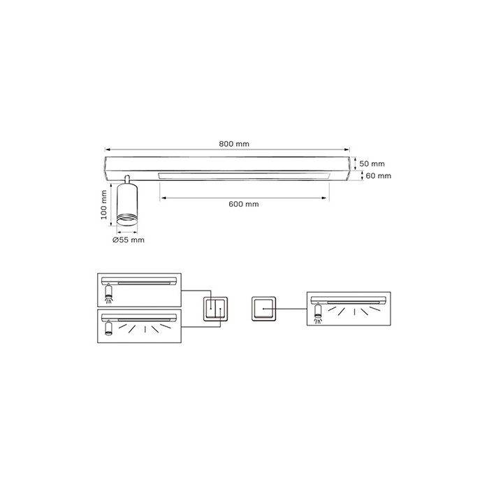 Світильник стельовий Goldlux 327376 Paris GU10+LED 2x10W+24W 4000K 1800Lm IP20 чорний