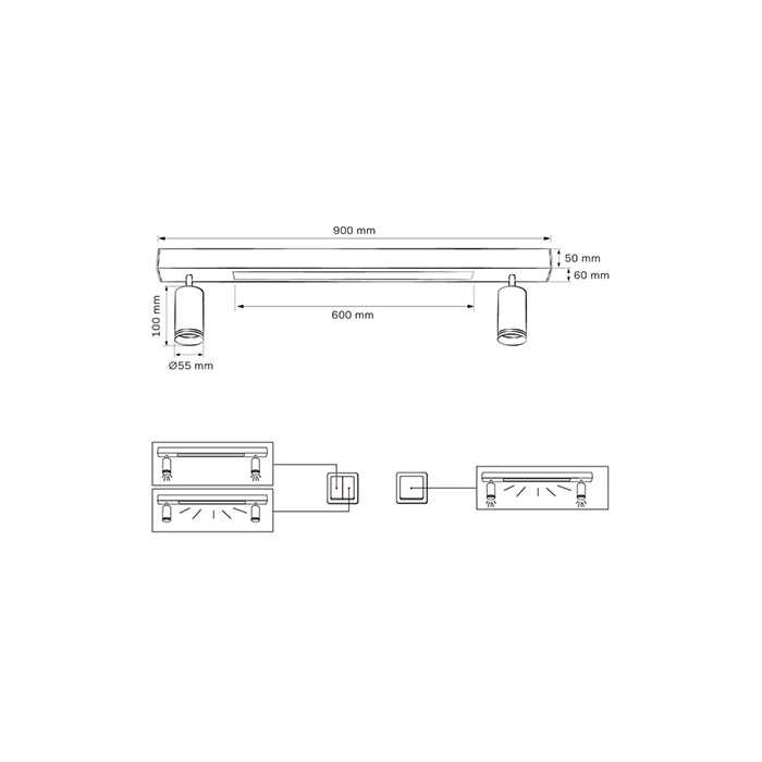 Світильник стельовий Goldlux 327383 Paris GU10+LED 3x10W+24W 4000K 1800Lm IP20 чорний