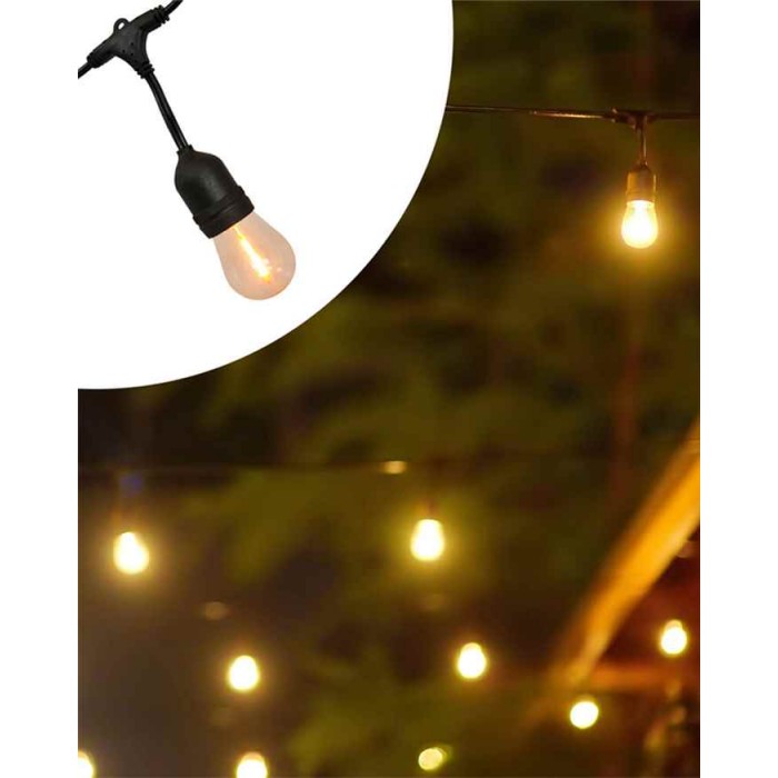 Гірлянда на сонячній батареї Goldlux 328656 Party LED 10 2700K IP44 чорна з лампочками