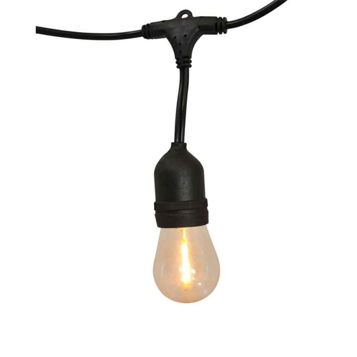 Гірлянда на сонячній батареї Goldlux 328656 Party LED 10 2700K IP44 чорна з лампочками