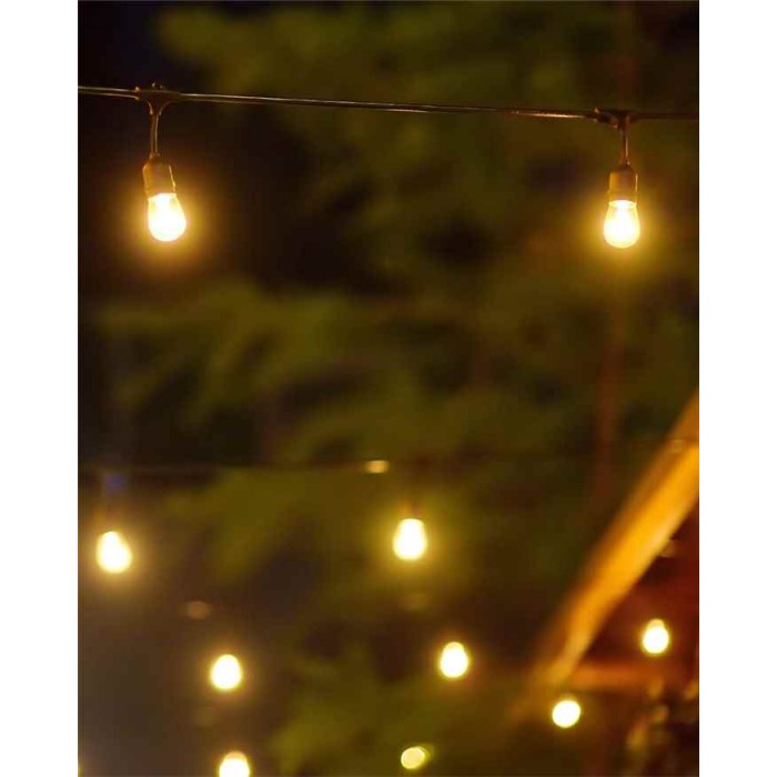 Гірлянда на сонячній батареї Goldlux 328656 Party LED 10 2700K IP44 чорна з лампочками
