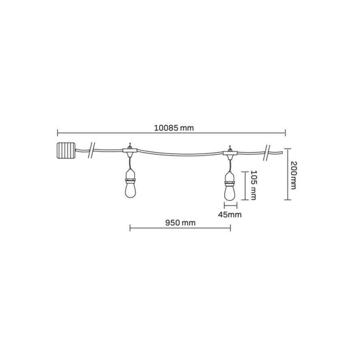 Гірлянда на сонячній батареї Goldlux 328656 Party LED 10 2700K IP44 чорна з лампочками