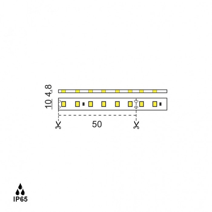 Світлодіодна гнучка стрічка. L5000mm, w8mm, h1.6mm, 3000K, 9.6W/m, 24V, IP65, ціна за м.п. (11.24.S120.10.65.050.830)
