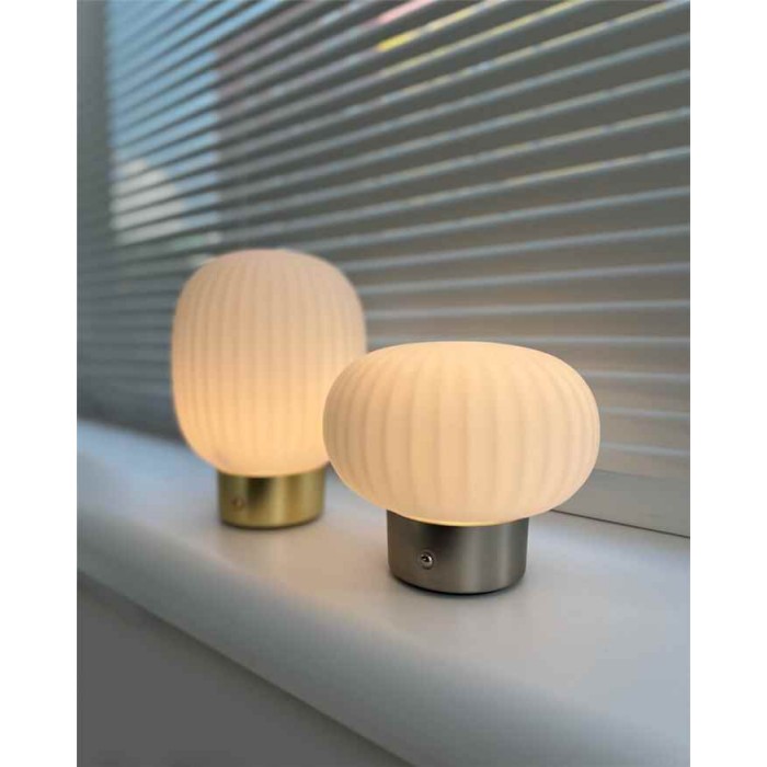 Настольная лампа с аккумулятором Goldlux 329844 Latte LED 1x1.8W 2700K 150Lm IP20 серебристая