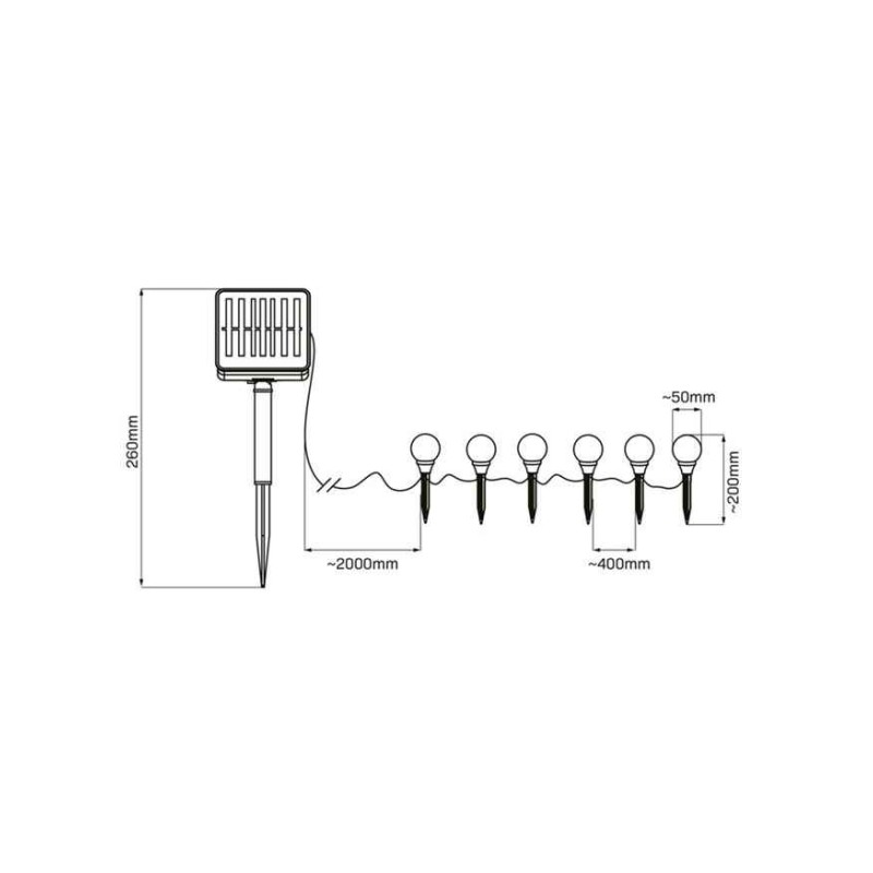 Гірлянда на сонячній батареї Goldlux 330208 Kulek LED 6 3000K IP44 чорна