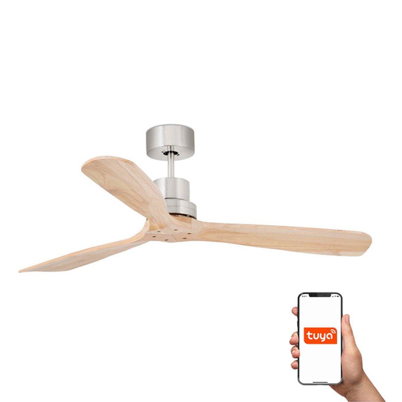 Потолочный вентилятор Faro 33373DCWT Lantau L DC 1320 Nickel Matt 3 Blades Pine Tuya