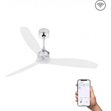 Потолочный вентилятор Faro 33394WW Just Fan M 1280mm Chrome 3 Blades Transparent Wiz