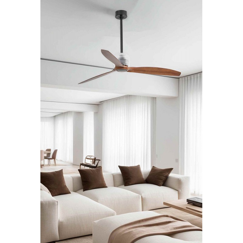 Потолочный вентилятор Faro 33395D DECO FAN M Black/wood FAN LED with DC motor