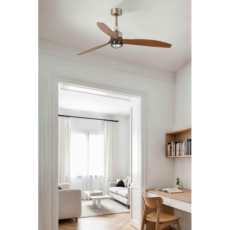Люстра-вентилятор Faro 33398D-10 DECO FAN M LED Gold/wood FAN LED with DC motor, 16 Вт, 709 лм, 3000K