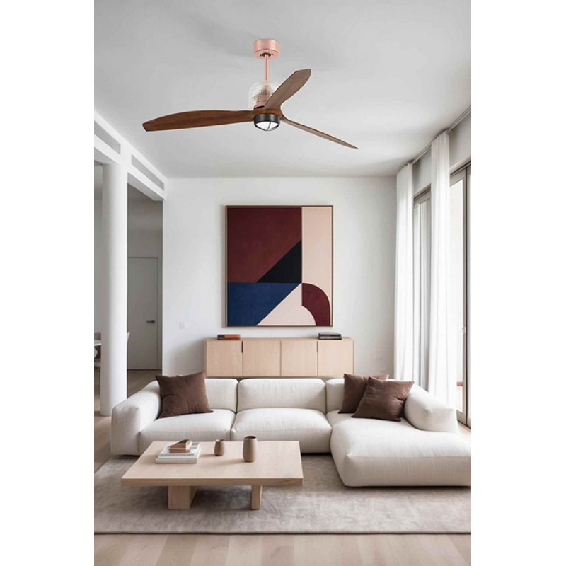 Люстра-вентилятор Faro 33399D-10 DECO FAN M LED Copper/wood FAN LED with DC motor, 16 Вт, 709 лм, 3000K