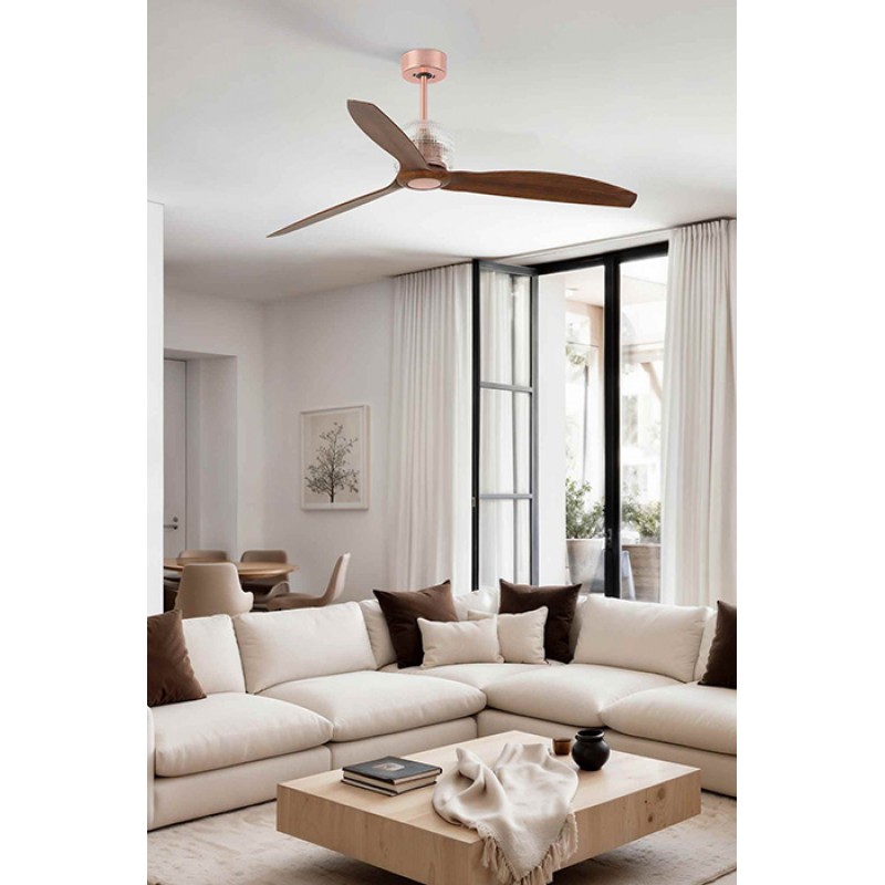 Потолочный вентилятор Faro 33399D DECO FAN M Copper/wood FAN LED with DC motor