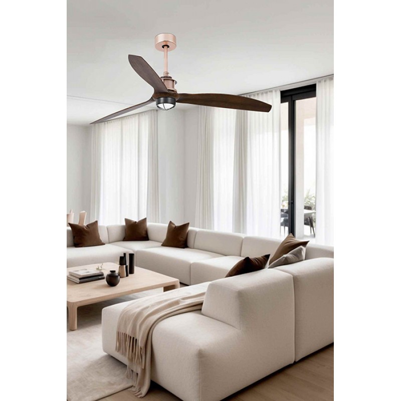 Люстра-вентилятор Faro 33399WW-10 Just Fan M 1280mm Copper 3 Blades 17W 3000K Wiz