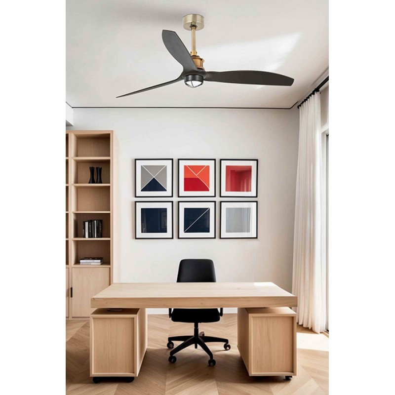 Люстра-вентилятор Faro 33417-10 JUST FAN M LED Old gold/black fan, 16 Вт, 709 лм, 3000K