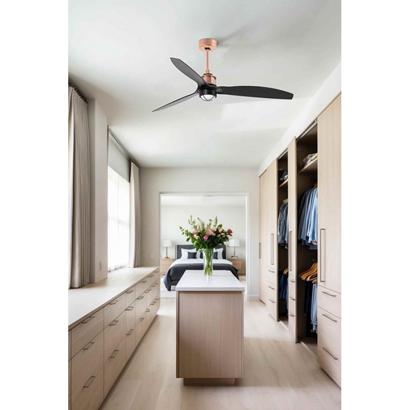 Люстра-вентилятор Faro 33418-10 JUST FAN M LED Copper/black fan, 16 Вт, 709 лм, 3000K
