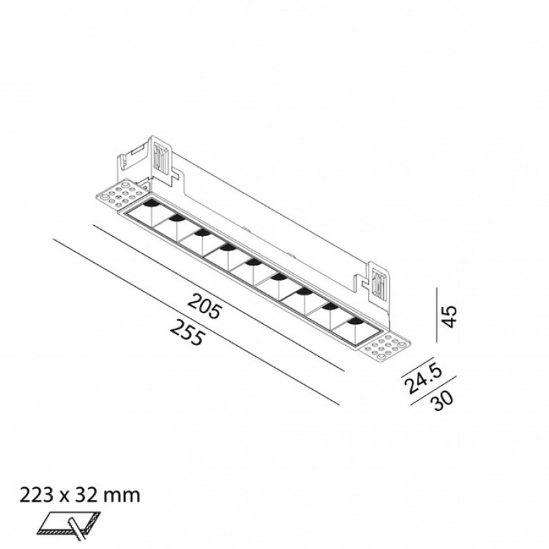 Точечный светильник LTX 01.2181.14.930.BK + VARIO FRAME3 Vario Comfort 218 Trimless, 14 Вт, 1005 лм, 3000K