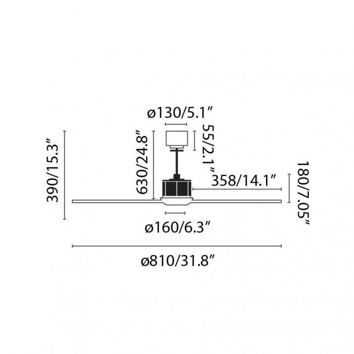 Люстра-вентилятор Faro 33424-10 JUST FAN XS LED Matt black fan DC81cm, 16 Вт, 709 лм, 3000K