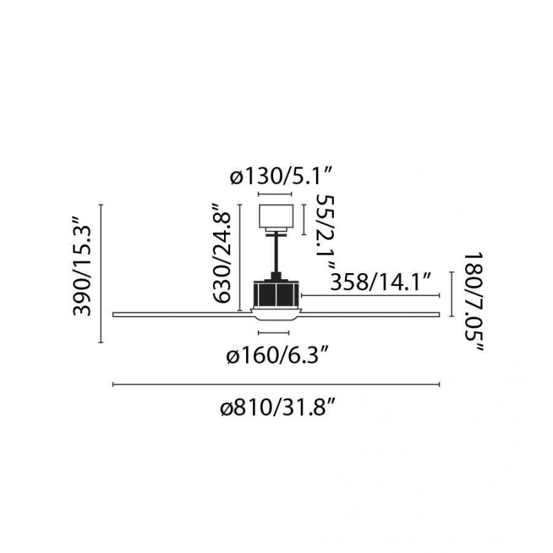Люстра-вентилятор Faro 33424-10 JUST FAN XS LED Matt black fan DC81cm, 16 Вт, 709 лм, 3000K