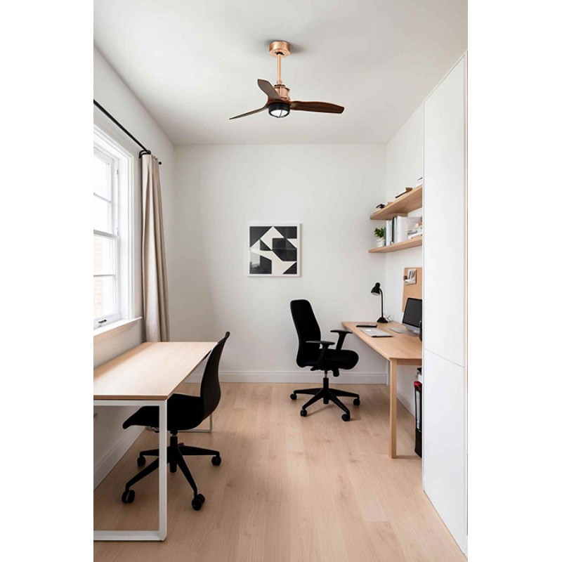 Люстра-вентилятор Faro 33423WW-10 Just Fan S 810mm Copper Blades Wood 17W 3000K Wiz