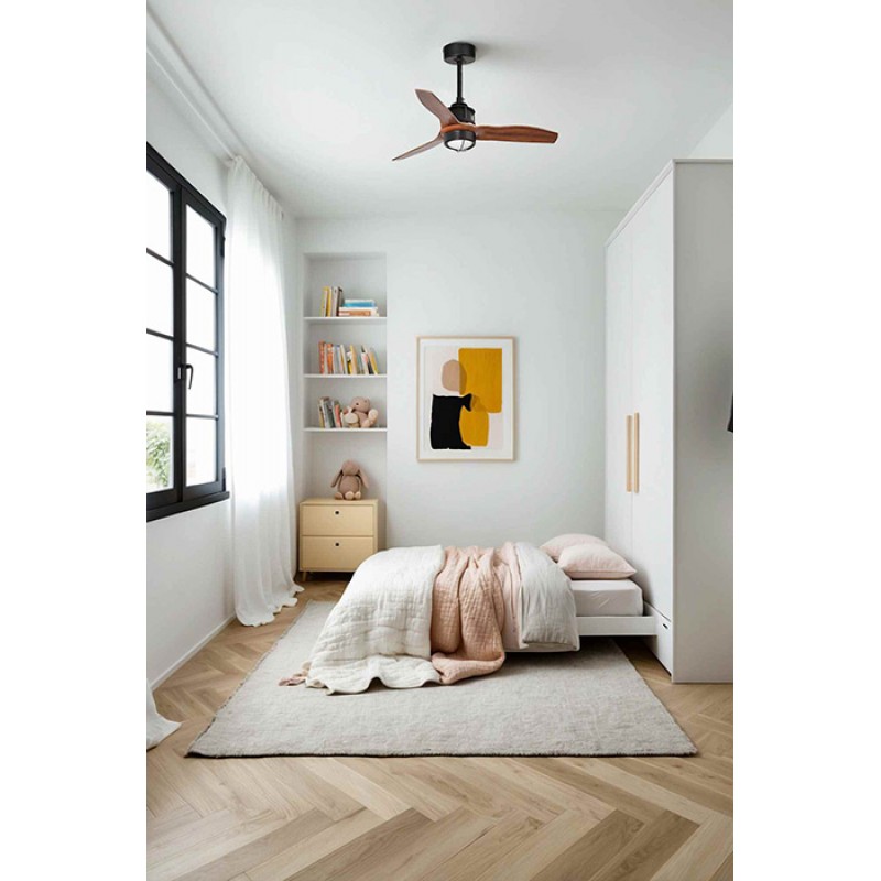Люстра-вентилятор Faro 33425WW-10 Just Fan S 810mm Black Blades Wood 17W 3000K Wiz