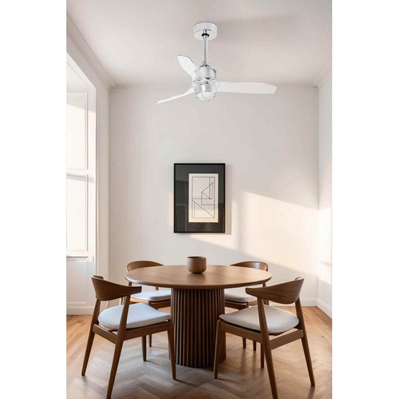 Люстра-вентилятор Faro 33426-9 JUST FAN XS LED Chrome/transparent fan 81cm, 16 Вт, 709 лм, 3000K