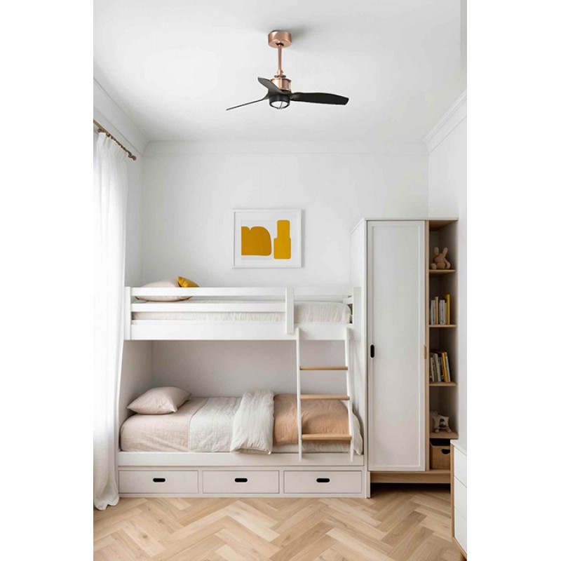 Люстра-вентилятор Faro 33427WW-10 Just Fan S 810mm Copper Blades Black 17W 3000K Wi