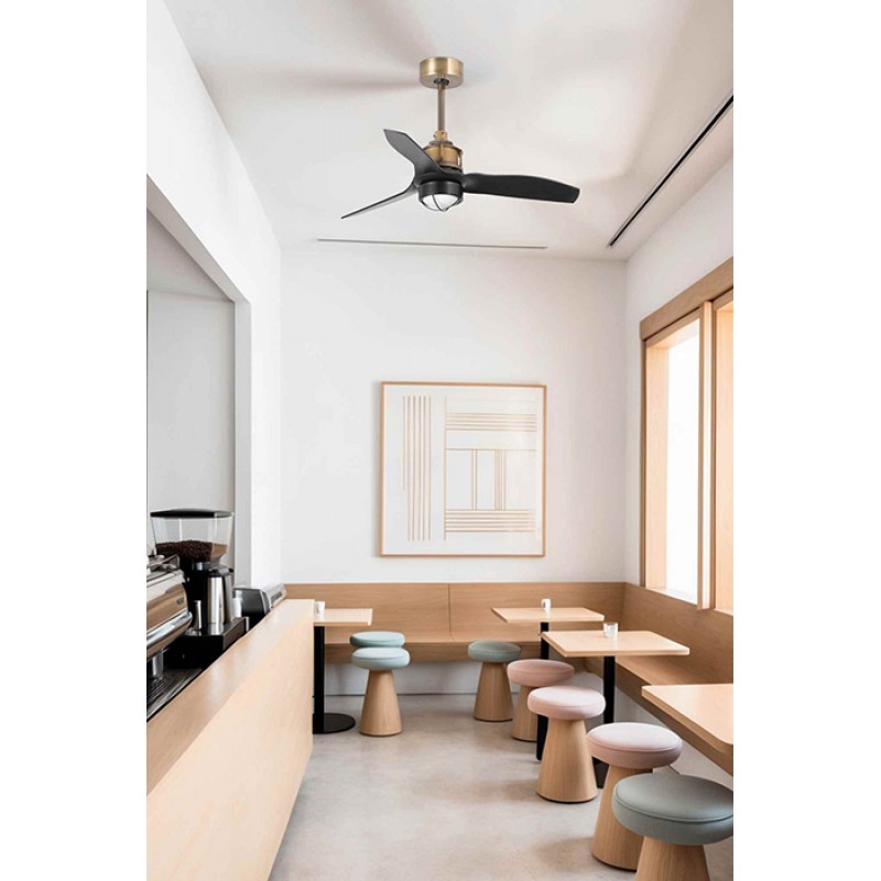 Люстра-вентилятор Faro 33429-10 JUST FAN XS LED Old gold/black fan 81cm, 16 Вт, 709 лм, 3000K