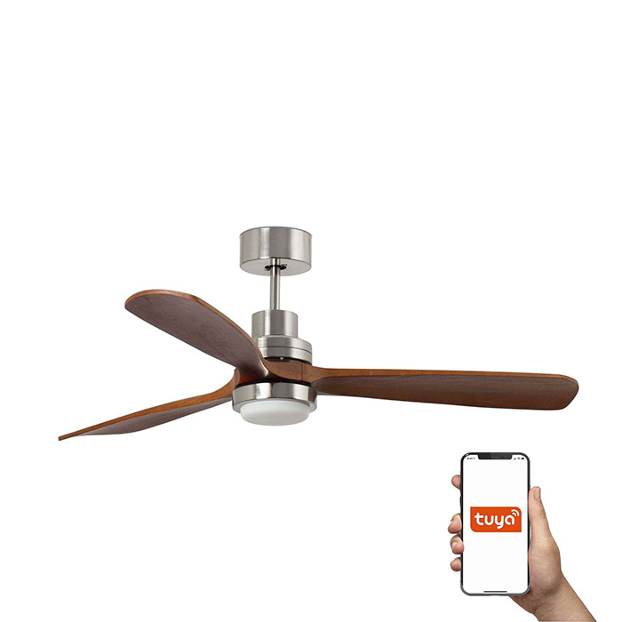Люстра-вентилятор Faro 33463DCWT Lantau XL 1680 DC Niq Matt 3P Walnut LED 15W Tuya