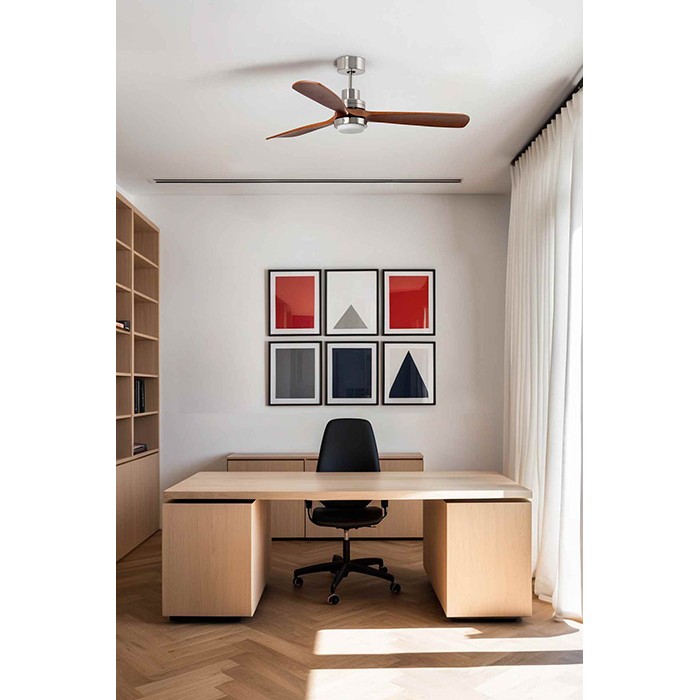 Люстра-вентилятор Faro 33463DCWT Lantau XL 1680 DC Niq Matt 3P Walnut LED 15W Tuya