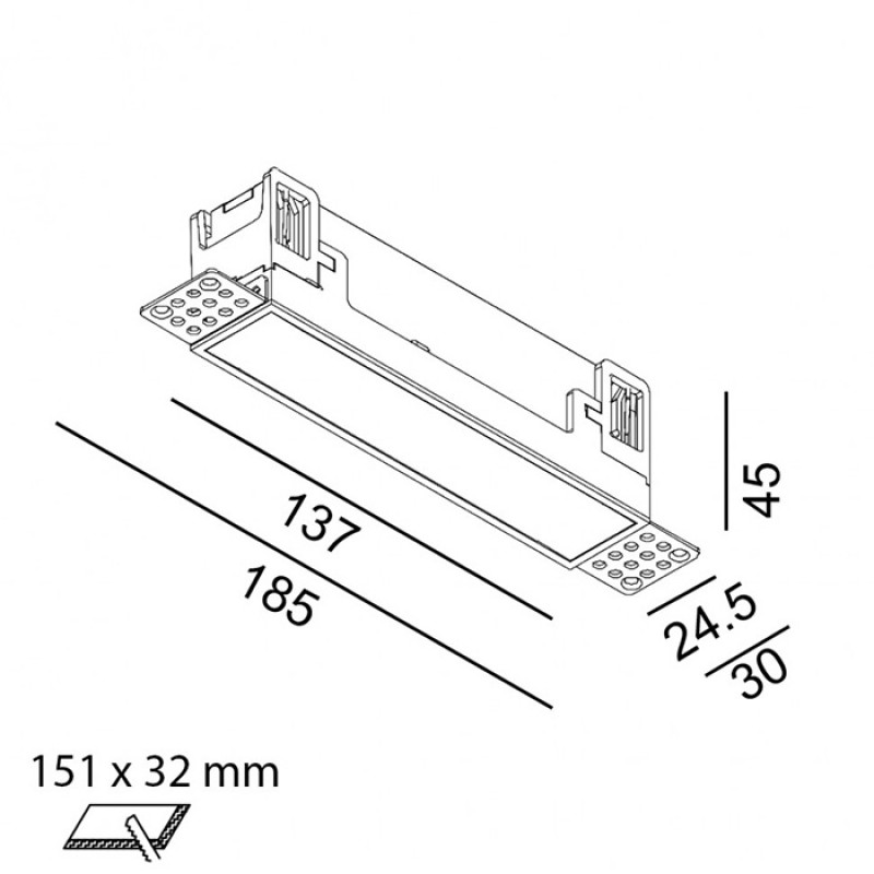 Точечный светильник LTX 01.1510.4.930.BK + VARIO FRAME2 Vario Linea 151 Trimless, 4.2 Вт, 585 лм, 3000K