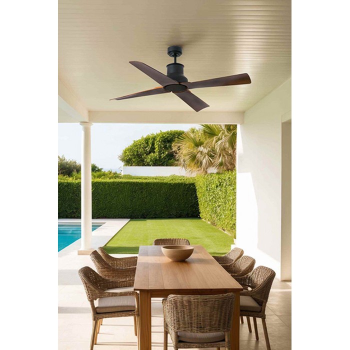 Потолочный вентилятор Faro 33481WW Winche 1300mm DC Black Matt 4P Brown IP44 Wiz